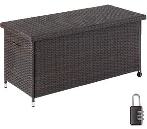 Tectake 404211 garden storage box kiruna - outdoor furniture cushion storage 120x55x61.5cm, 270l - brown