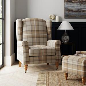 Oswald Grande Check Wingback Armchair