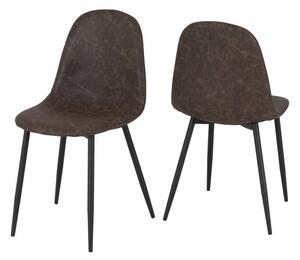 Athens Set of 2 Dining Chairs, Brown Faux Leather