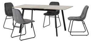 Avery 4 Seater Rectangular Extendable Dining Table with 4 Lukas Chairs