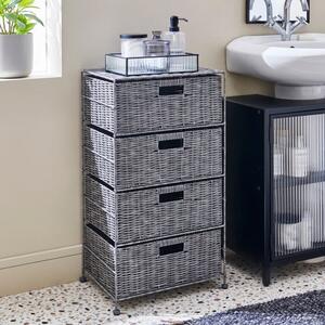 Recycled Plastic Grey Rattan Drawer Tower