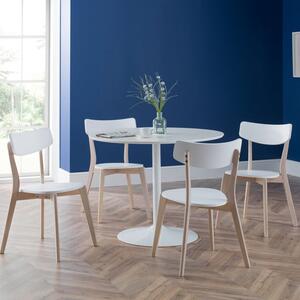 Blanco 4 Seater Round Pedestal Dining Table, White