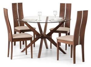 Chelsea 4 Seater Round Glass Top Dining Table with 4 Cayman Chairs