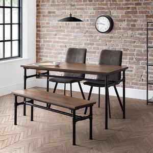 Carnegie Rectangular Dining Table with 2 Monroe Chairs and Bench, Brown