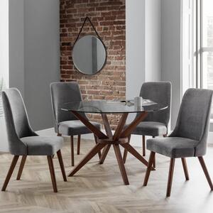 Chelsea Round Glass Top Dining Table with 4 Huxley Chairs