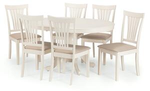 Stanmore Round Dining Table with 6 Chairs, Off White