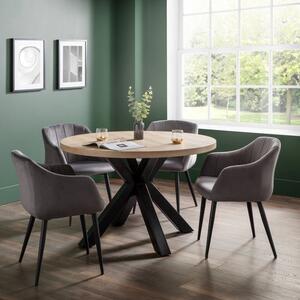 Hobart Set of 2 Scalloped Dining Chairs, Grey Velvet