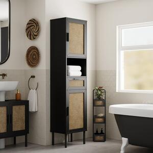 Winslow Black Rattan Tallboy Storage Unit