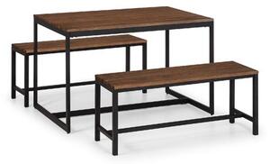 Tribeca 4 Seater Rectangular Dining Table with 2 Tribeca Benches, Brown