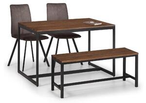 Tribeca Rectangular Dining Table with 2 Monroe Chairs and Bench, Brown