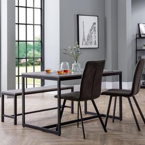 Staten Rectangular Dining Table with 2 Monroe Chairs and Bench, Grey