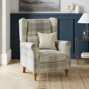 Oswald Padded Pushback Check Armchair Grey
