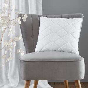 Catherine Lansfield Cosy Diamond Faux Fur Filled Cushion 43cm x 43cm White