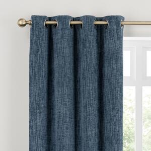 Chenille Ultra Blackout Eyelet Curtains Pacific Blue