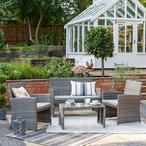 Cancun 4 Seater Rattan Grey Conversation Set