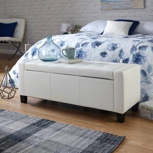 Verona PU Leather Ottoman Bench, White