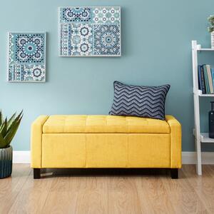 Verona Upholstered Ottoman Bench, Mustard