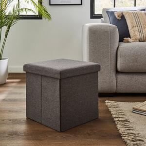 Faux Linen Cube Ottoman