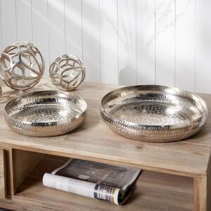 Set of 2 Silver Hammered Metal Bowls