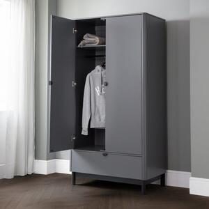 Chloe Double 1 Drawer Wardrobe, Grey