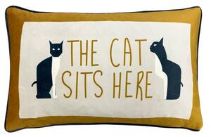 Kitta Sits Here Ochre Cushion
