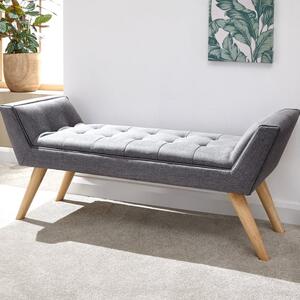 Milan Dining Bench, Dark Grey Fabric