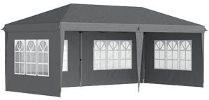 Outsunny 3 x 6m Heavy Duty Gazebo, Party Tent Garden Marquee with Removable Sidewalls and Carry Bag, Grey Aosom UK