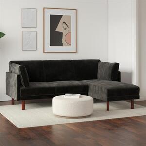 Clair Velvet Sprung Seat Corner Chaise Double Sofa Bed