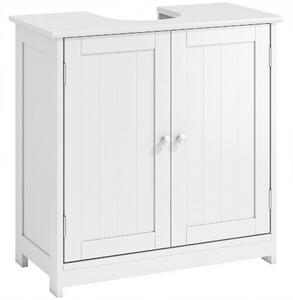 Kleankin Under-Sink Organiser: Space-Saving Storage with Adjustable Shelf, Handles & Drain Hole for Bathrooms, White Aosom UK