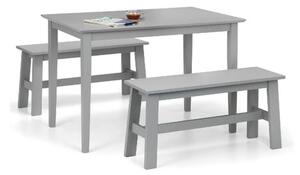 Kobe Rectangular Dining Table with 2 Benches, Grey