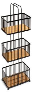 Black & Bamboo Free Standing 3 Tier Storage Caddy