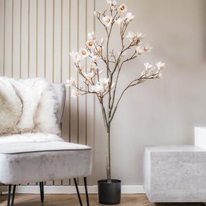 Artificial Cream Magnolia Tree in Black Plant Pot