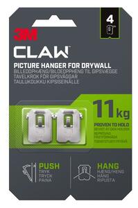 3M CLAW Plasterboard Picture and Mirror Hooks, 11 kg