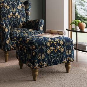 Oswald Navy Havisham Print Footstool With Storage