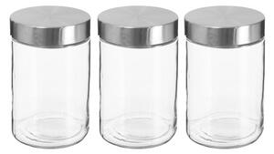 Set of 3 Screw Top Lid Glass Storage Jars