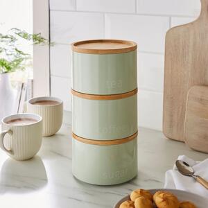 Set of 3 Stacking Tea, Coffee and Sugar Canisters