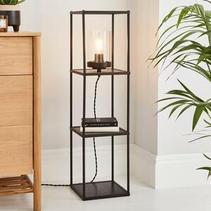 Cole Black Midi Shelved Floor Lamp