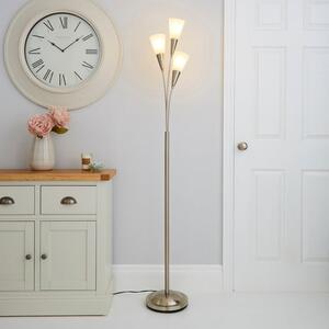 Marble Glass Satin Nickel Floor Lamp