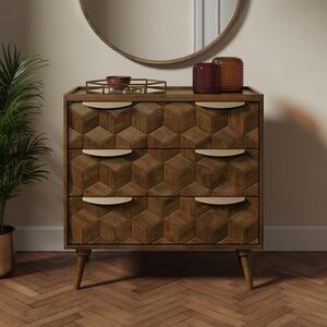 Hex 3 Drawer Chest, Dark Wood