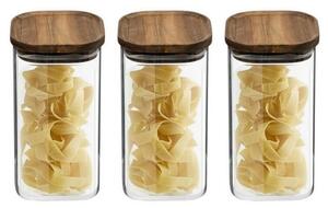 Set of 3 Air Seal Square Glass Storage Jars