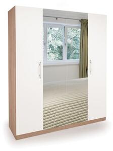 Hyde 4 Door Wardrobe, White & Mirrored