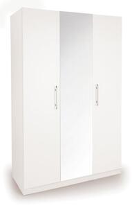 Acton Triple Wardrobe, White & Mirrored