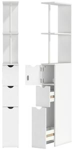 HOMCOM Slim Bathroom Storage Cabinet with Drawers, Tall Bathroom Cupboard with 2-Tier Shelf, White