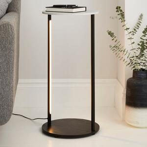 Aiko Side Table with 1 LED Light, Black and Marble Effect