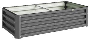 Outsunny Raised Beds for Garden, Galvanised Outdoor Planters for Herbs and Vegetables, for Patio, Garden, Balcony, Light Grey