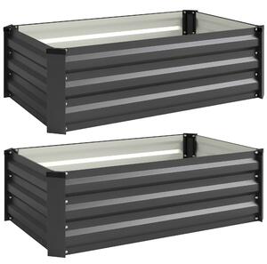 Outsunny Galvanised Raised Beds for Garden Set of 2, Outdoor Elevated Planter Box, Easy-to-assemble, for Growing Flowers, Herbs and Vegetables, Grey