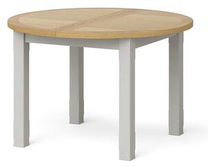 Lundy Grey Round Oak Extending Dining Table | Roseland
