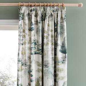 Watercolour Trees Pencil Pleat Curtains