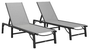 Outsunny Folding Sun Lounger, 5-Position Adjustable Garden Chaise Lounge Sunbed, Steel Frame Reclining Chair for Beach, Porch, Patio, Camping, Light Grey