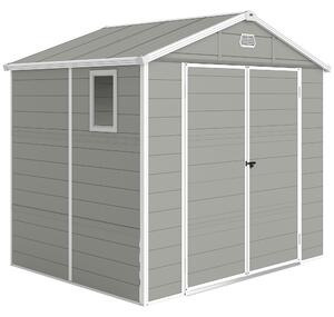 Outsunny 7.9ft x 6.2ft Storage Garden shed with Aluminium Frame and Galvanised Foundation Kit, Windproof, Snowproof & Waterproof, Grey Aosom UK